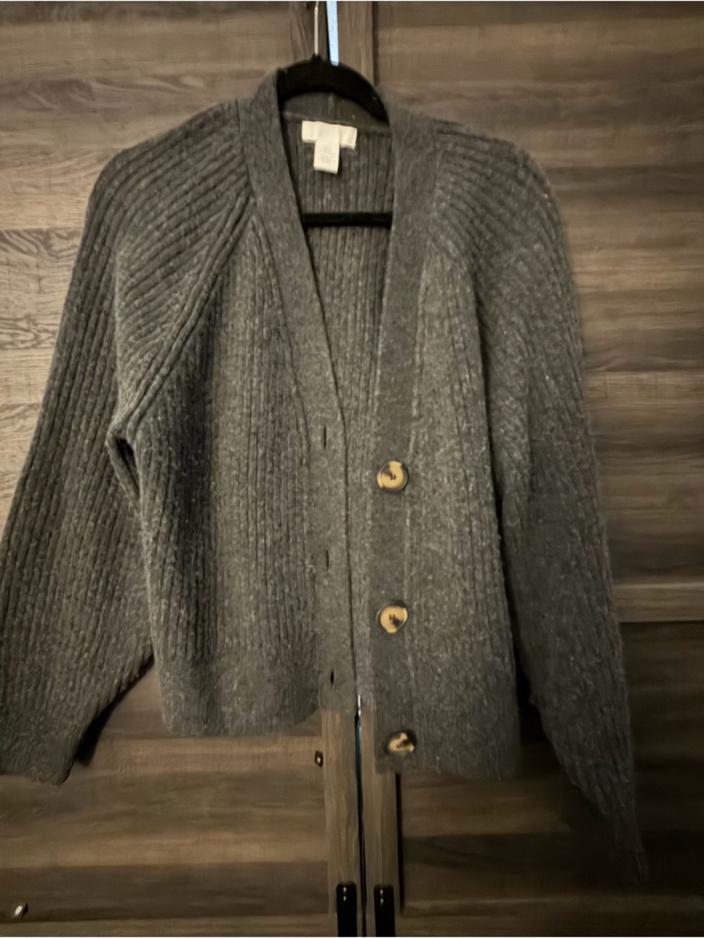 H&M Dark Gray Ribbed Button-Front Women's Cardigan